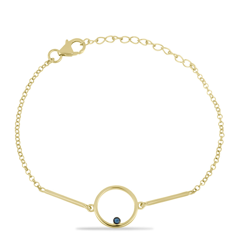 Goldplattiertes Silberarmband mit blauem Diamant