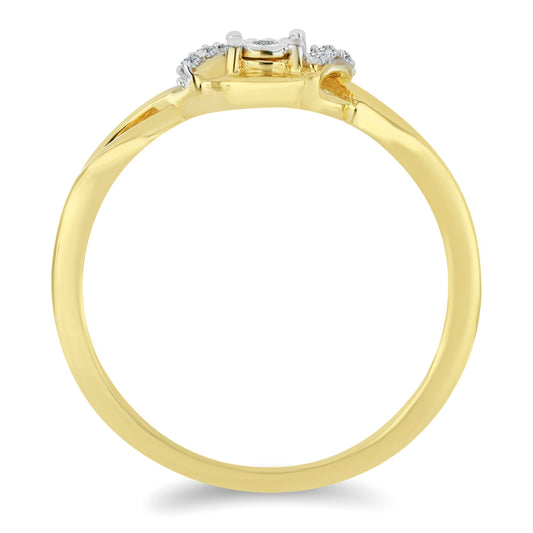 Goldplattierter Silberring mit weißem Diamant und weißem Zirkon
