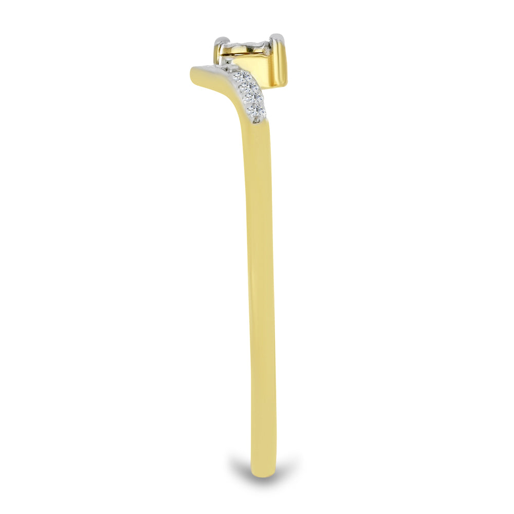 Goldplattierter Silberring mit weißem Diamant und weißem Zirkon