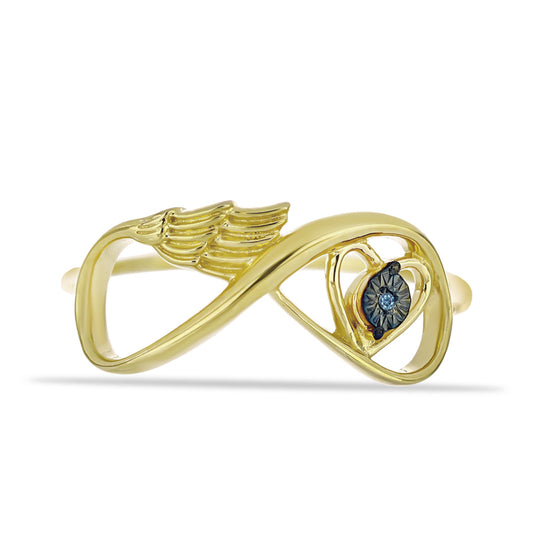 Goldplattierter Silberring mit blauem Diamant