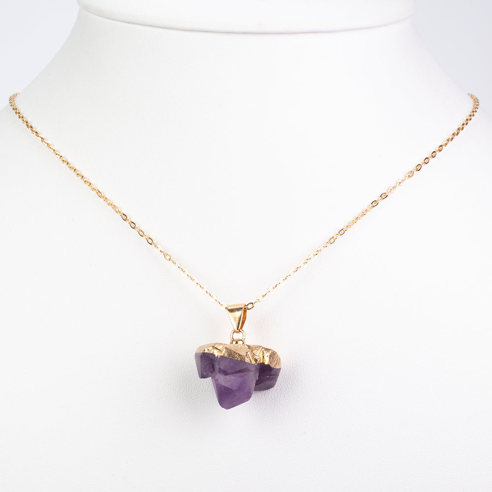 Schmuckgarnitur aus aus goldplattierter Legierung mit Amethyst