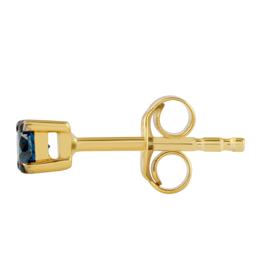 Goldplattierte Silberohrringe mit blauem Diamant