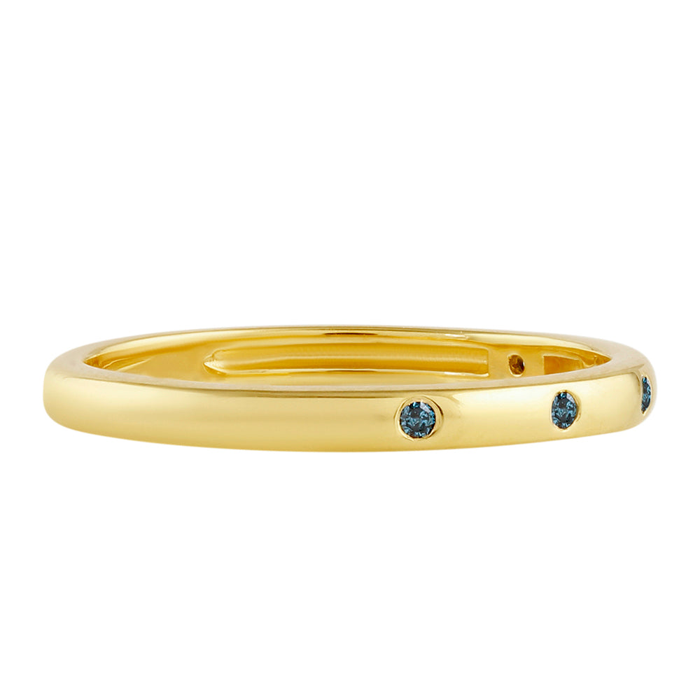Goldplattierter Silberring mit blauem Diamant