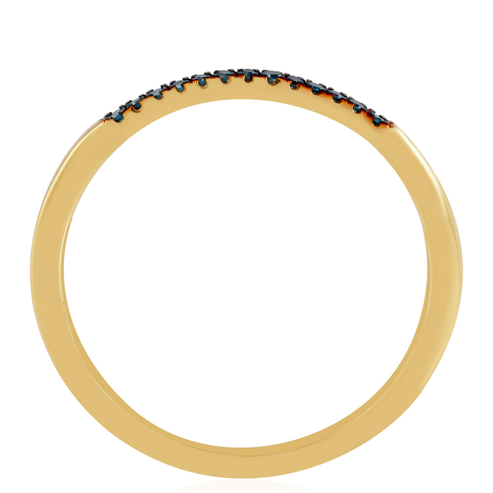 Goldplattierter Silberring mit blauem Diamant