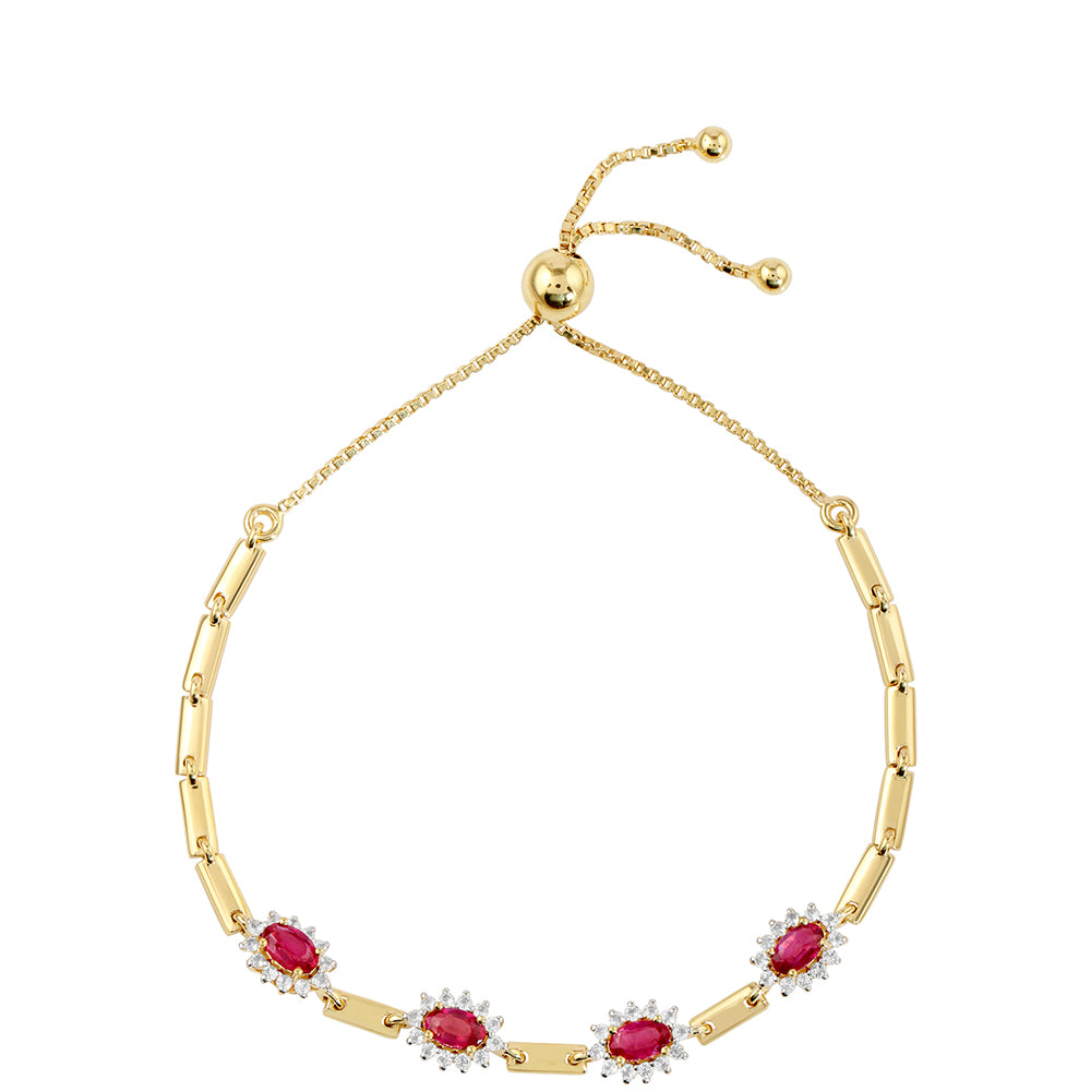 Goldplattiertes Silberarmband mit Thai Rubin und weißem Topas