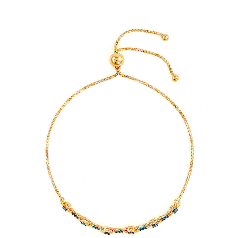 Goldplattiertes Silberarmband mit blauem Diamant