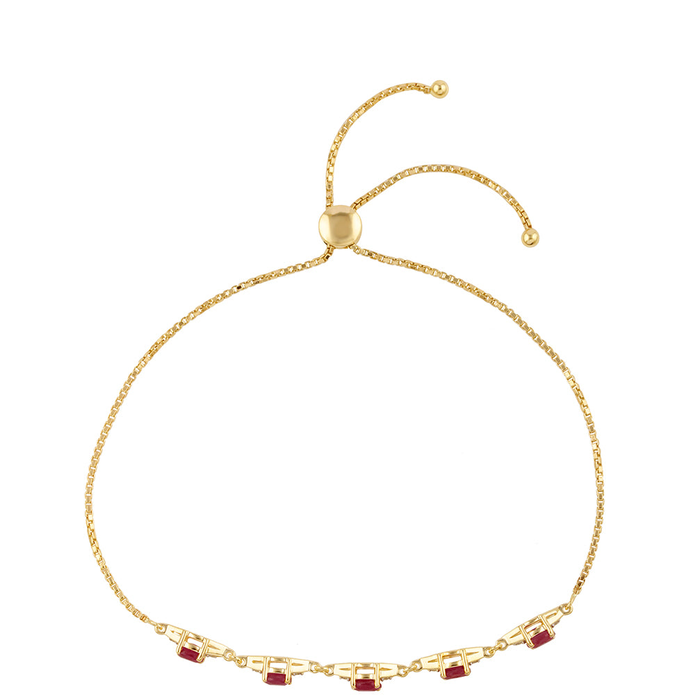 Goldplattiertes Silberarmband mit Thai Rubin und weißem Topas