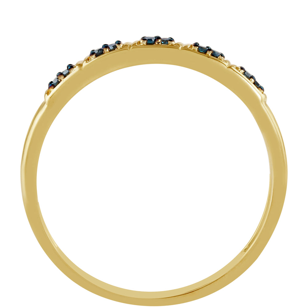 Goldplattierter Silberring mit blauem Diamant