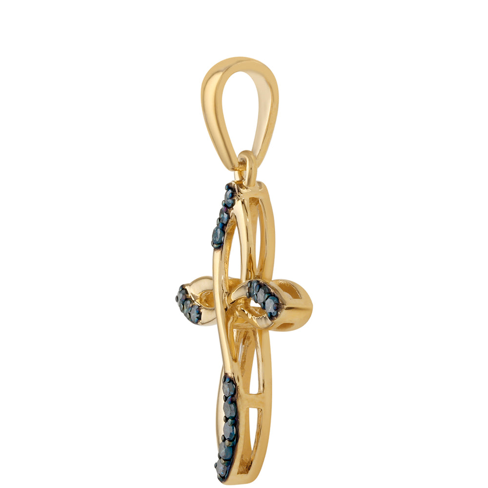 Goldplattierter Silberanhänger mit blauem Diamant