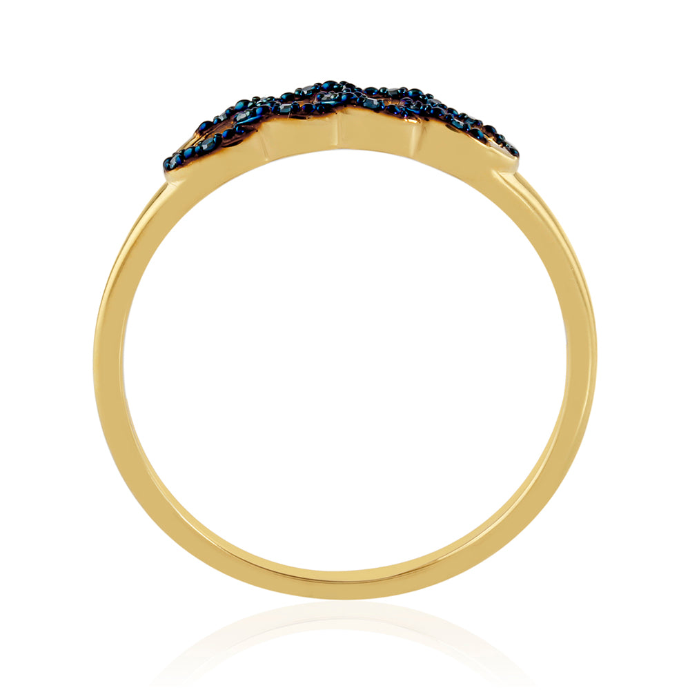 Goldplattierter Silberring mit blauem Diamant