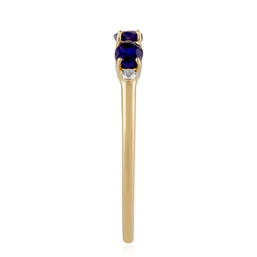 Goldring mit Thai Saphir und weißem Topas