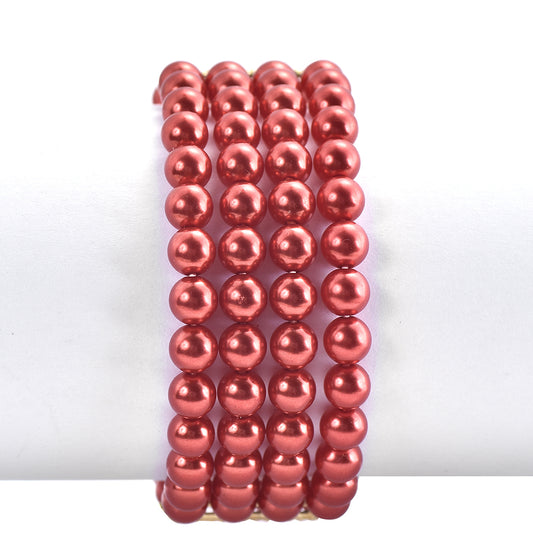 Goldplattiertes Silberarmband mit roter Süßwasserperle