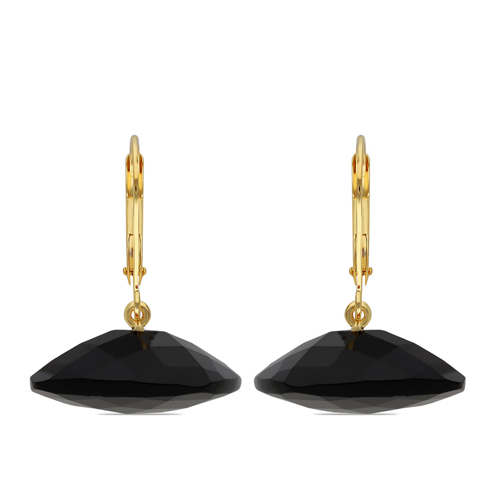 Goldplattierte Silberohrringe mit schwarzem Onyx