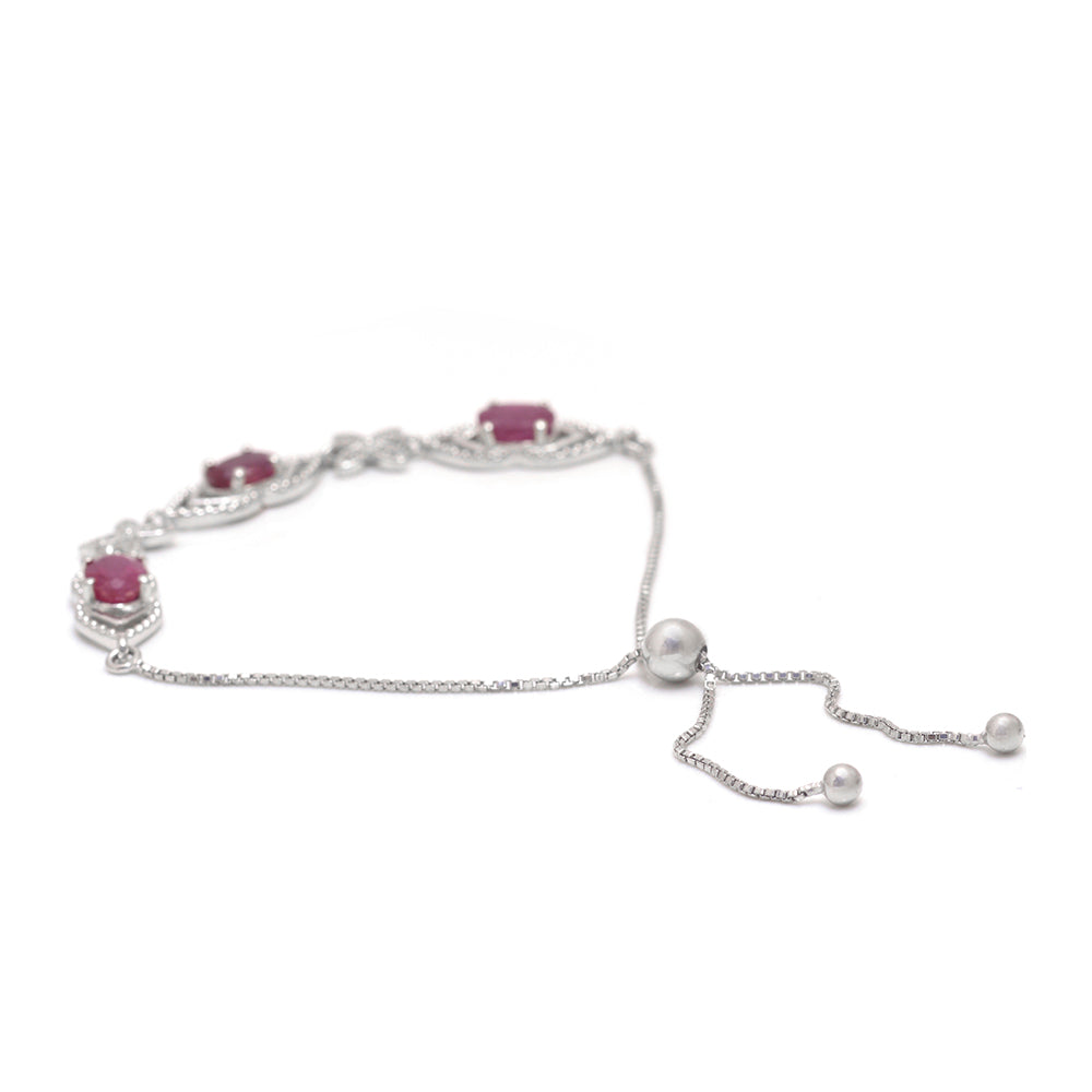 Silberarmband mit Rubin aus Madagaskar und weißem Topas