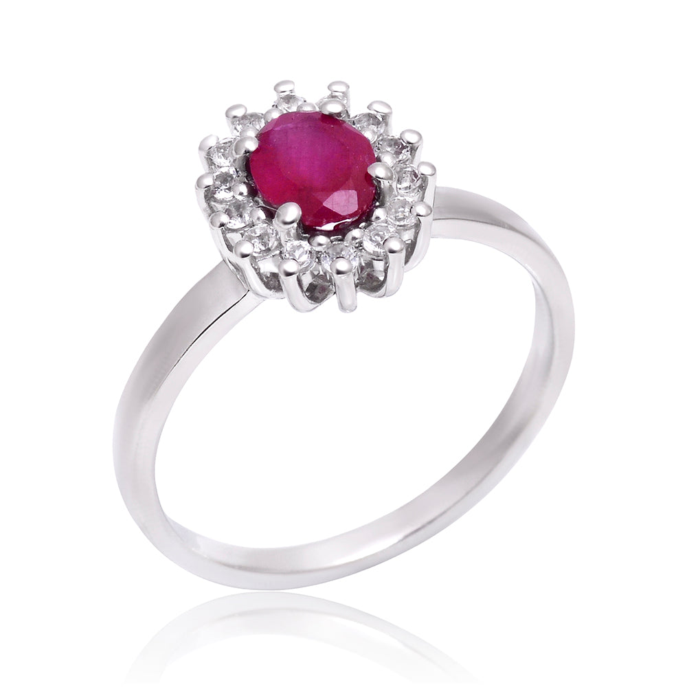 Silberring mit Rubin aus Madagaskar und weißem Topas