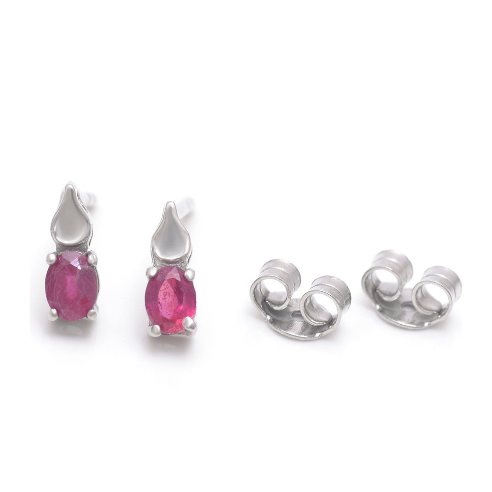 Silberohrringe mit Rubin aus Madagaskar