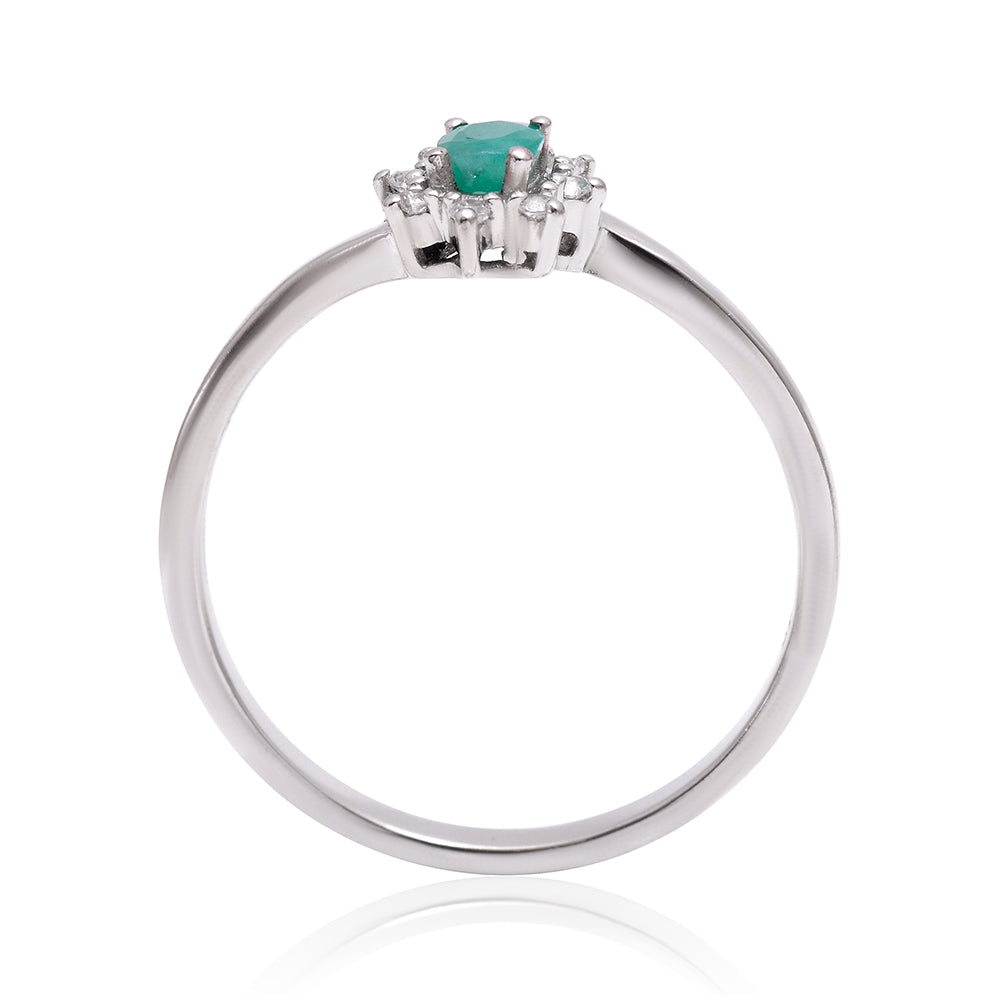 Silberring mit brasilianischem Smaragd und weißem Topas