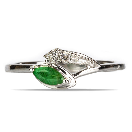 Silberring mit brasilianischem Smaragd und weißem Topas