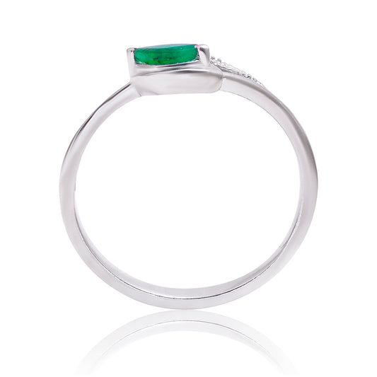 Silberring mit brasilianischem Smaragd und weißem Topas