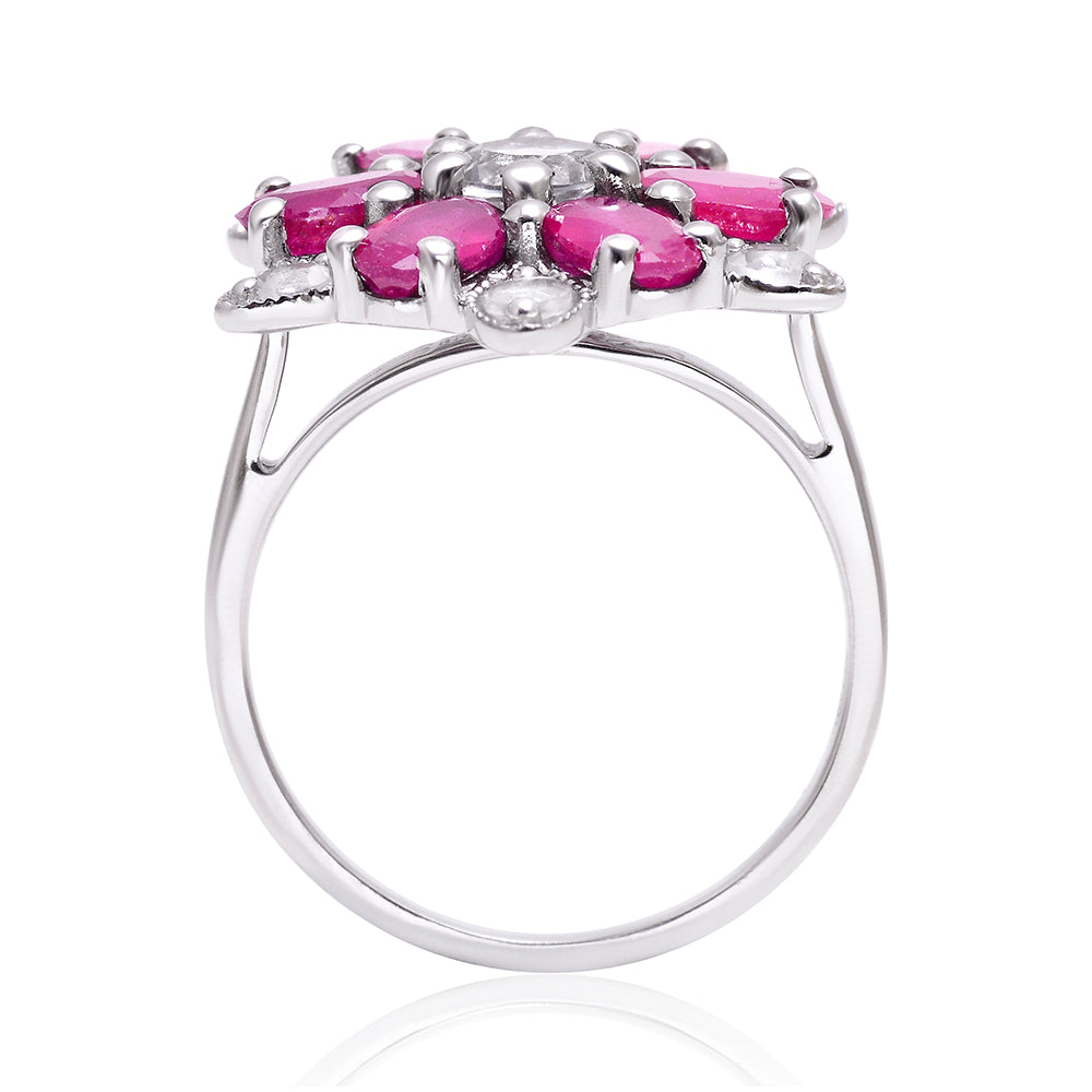 Silberring mit Rubin aus Madagaskar und weißem Topas