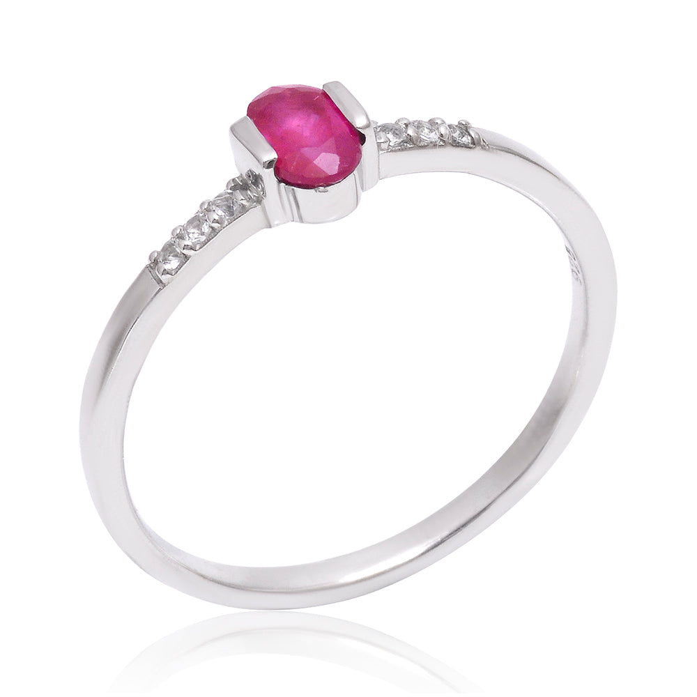 Silberring mit Rubin aus Madagaskar und weißem Topas