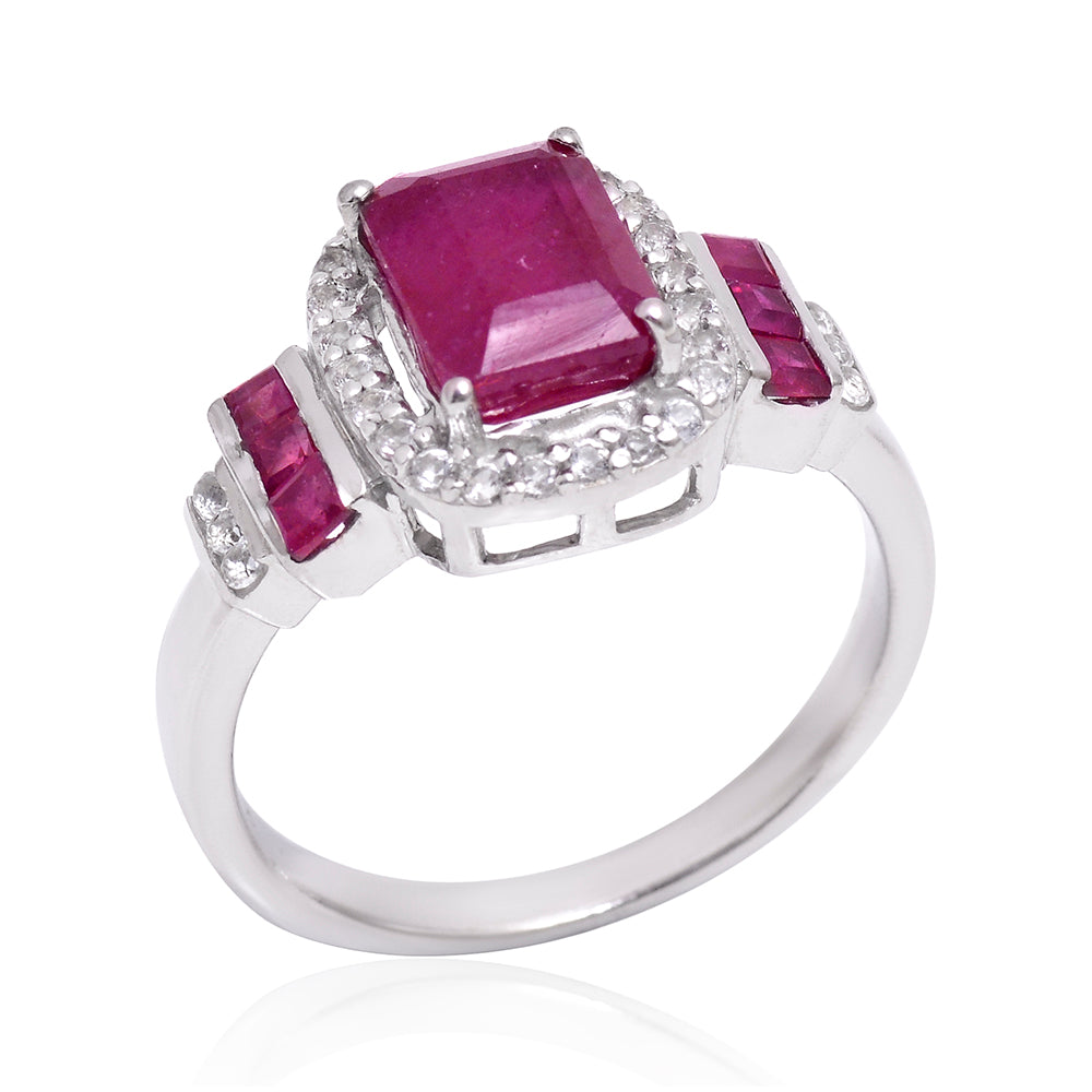 Silberring mit Rubin aus Madagaskar und weißem Topas