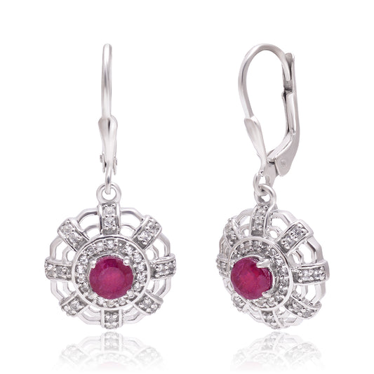 Silberohrringe mit Rubin aus Madagaskar und weißem Topas