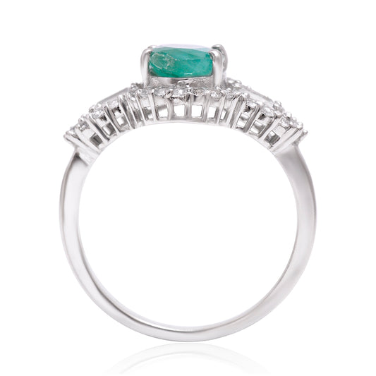 Silberring mit brasilianischem Smaragd und weißem Topas