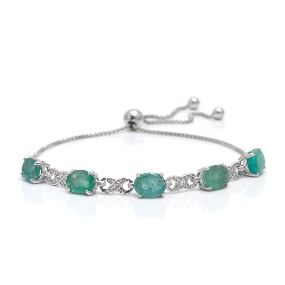 Silberarmband mit brasilianischem Smaragd und weißem Topas