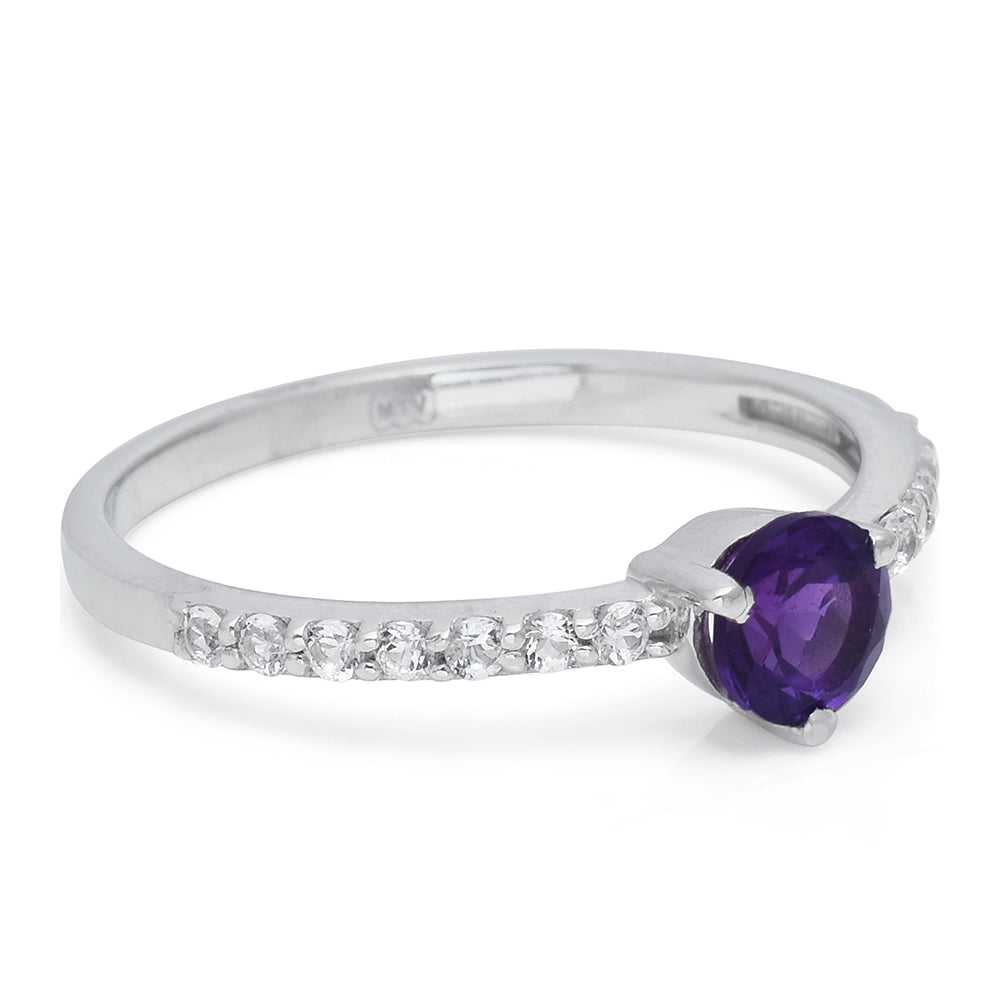 Goldplattierter Silberring mit marokkanischem Amethyst und weißem Topas