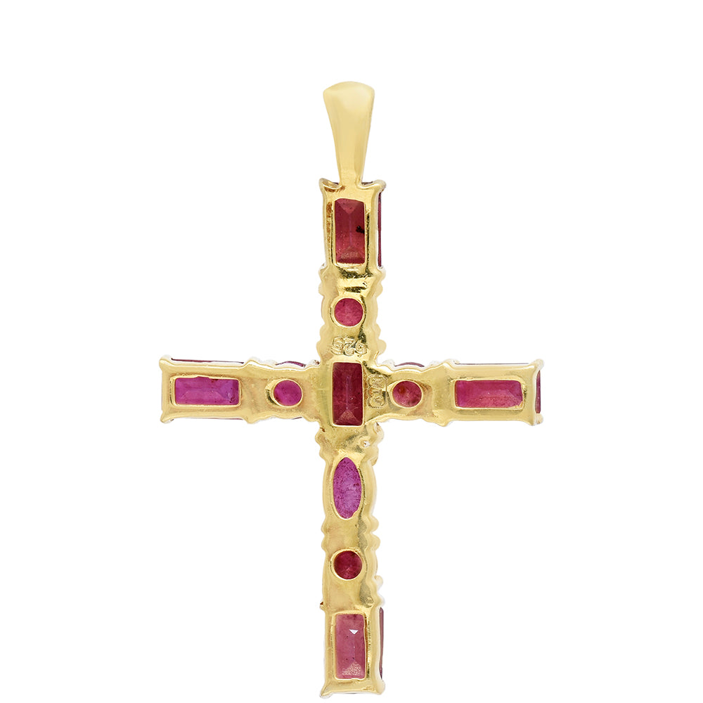 Goldplattierter Silberanhänger mit Rubin aus Madagaskar