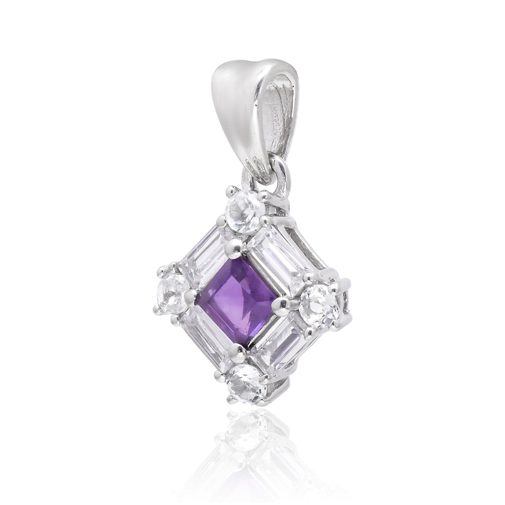 Silberanhänger mit marokkanischem Amethyst und weißem Topas
