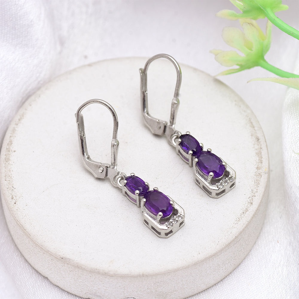 Silberohrringe mit marokkanischem Amethyst