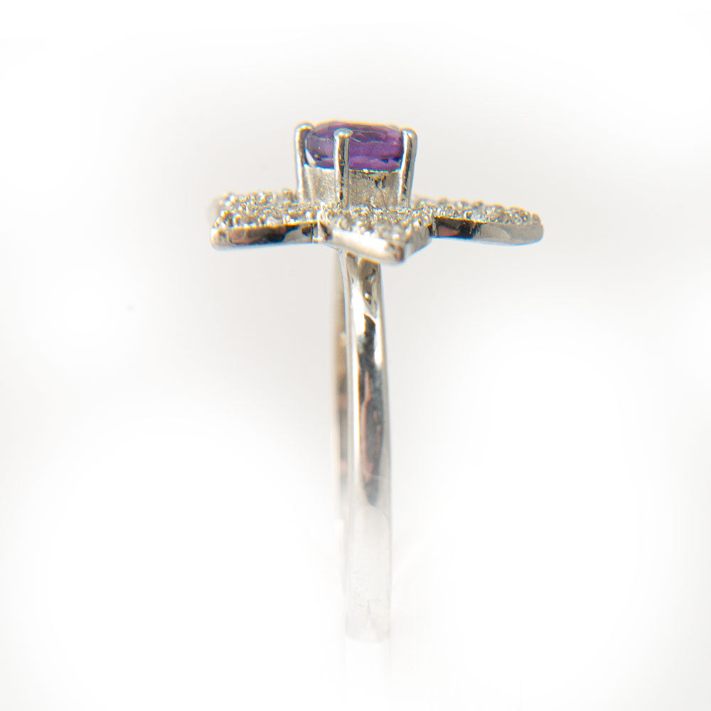 Silberring mit marokkanischem Amethyst und weißem Topas