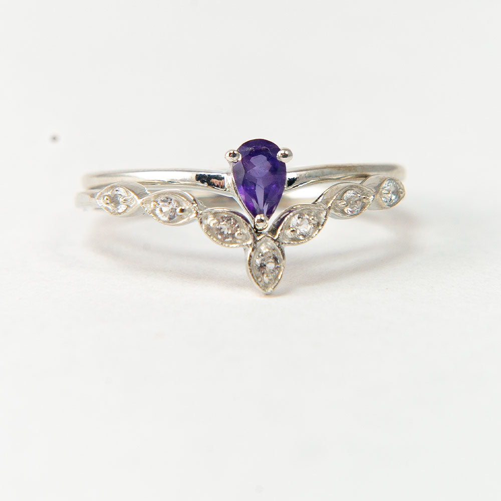 schmuckgarnitur aus Silber mit marokkanischem Amethyst und weißem Topas