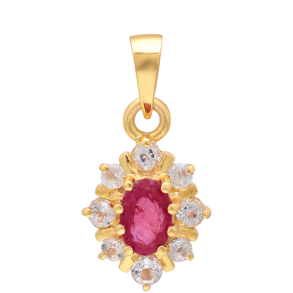 Goldplattierter Silberanhänger mit Rubin aus Madagaskar und weißem Topas