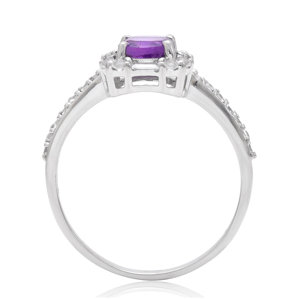 Silberring mit marokkanischem Amethyst und weißem Topas