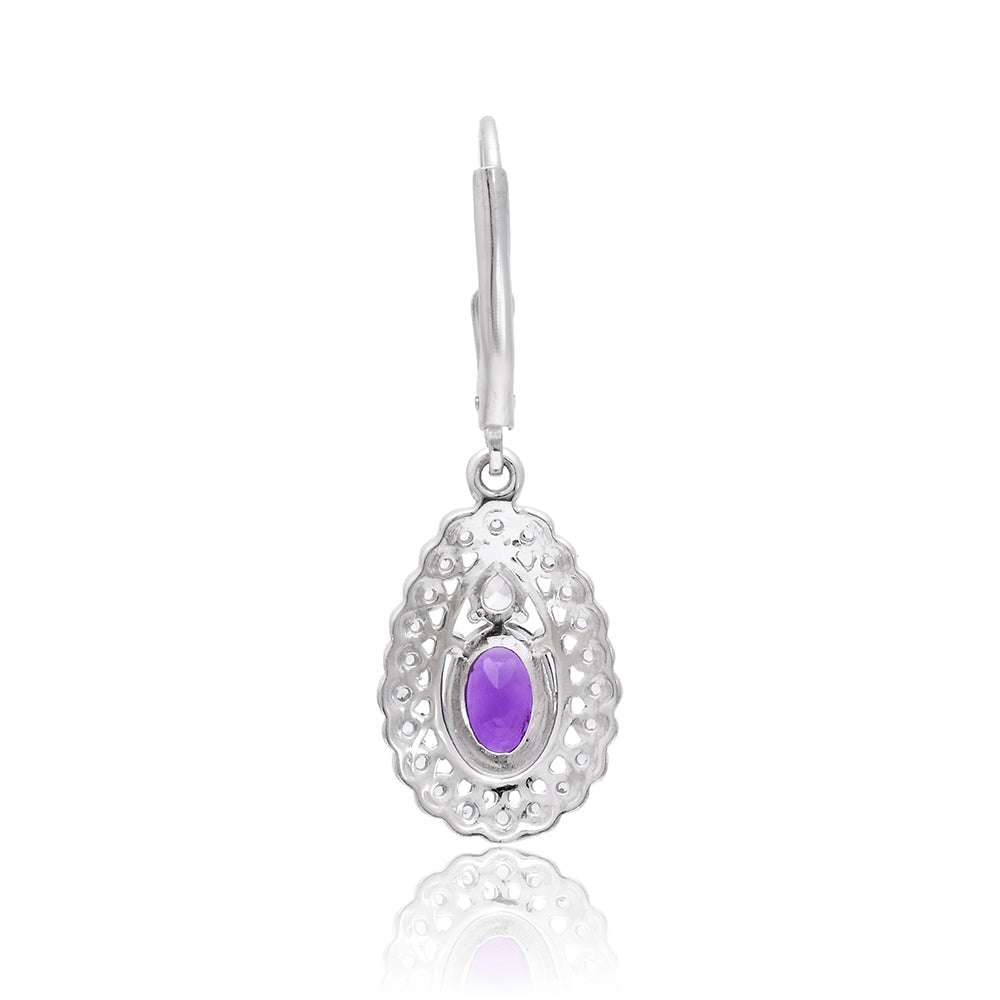 Silberohrringe mit marokkanischem Amethyst und weißem Topas