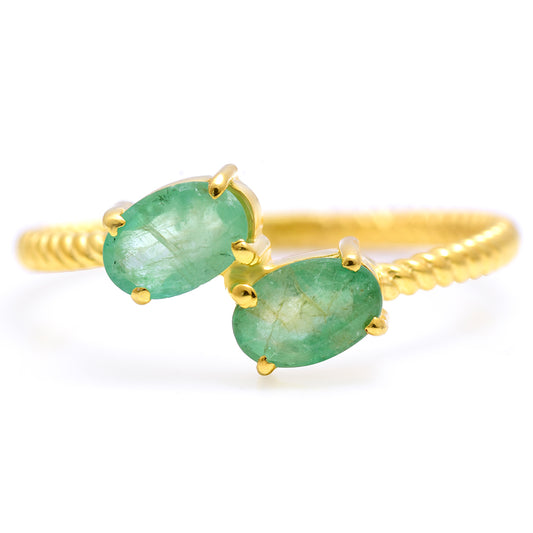 Goldplattierter Silberring mit brasilianischem Smaragd