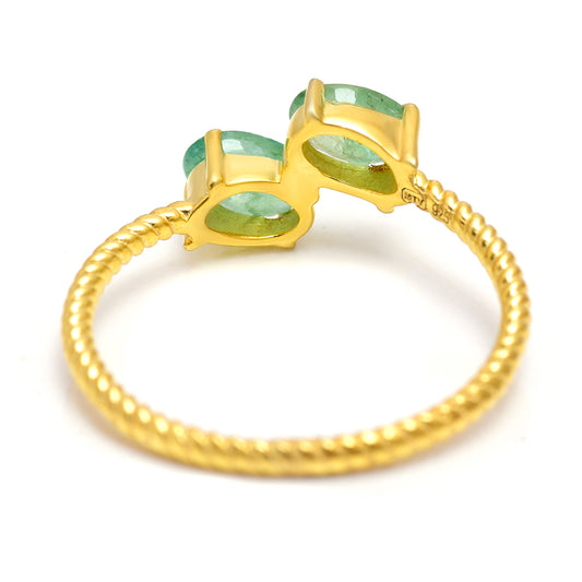 Goldplattierter Silberring mit brasilianischem Smaragd