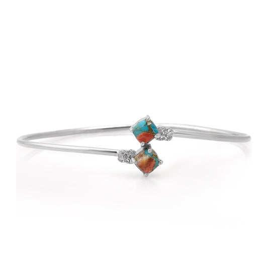 Silberarmband mit Austerntürkis und weißem Topas