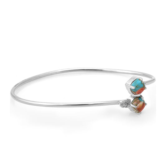 Silberarmband mit Austerntürkis und weißem Topas