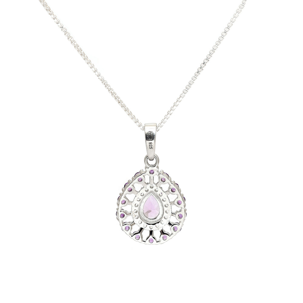 Silberanhänger mit brasilianischem Amethyst und weißem Topas