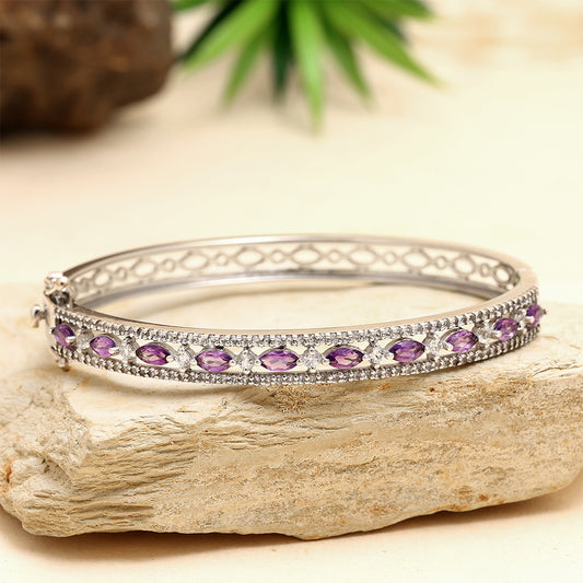 Silberarmband mit brasilianischem Amethyst und weißem Topas