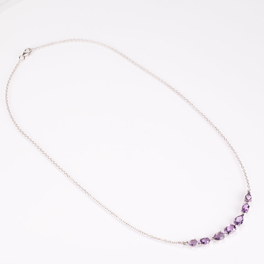 Silberhalskette mit brasilianischem Amethyst