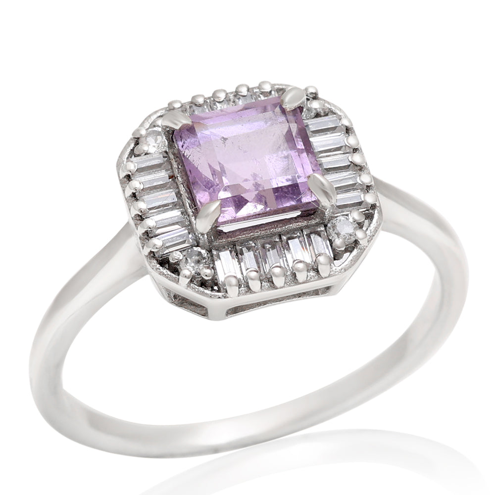 Silberring mit brasilianischem Amethyst und weißem Topas