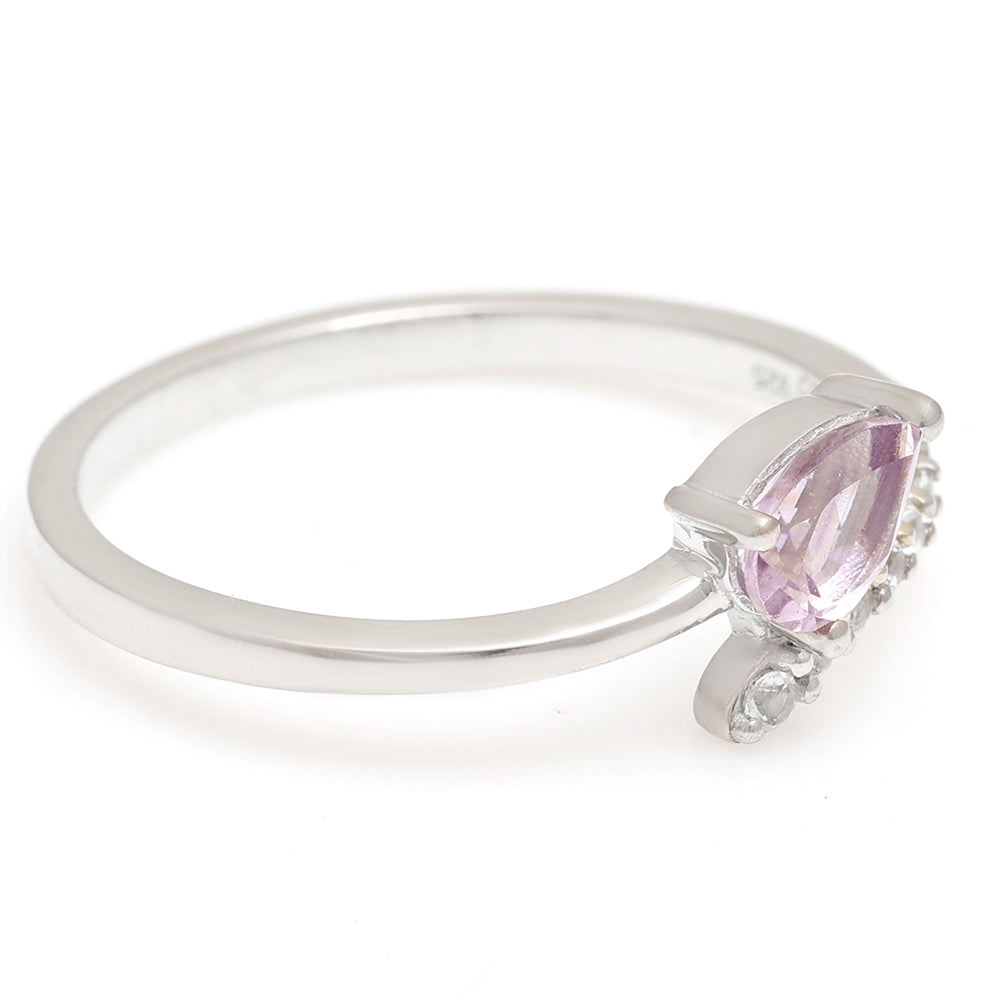 Silberring mit brasilianischem Amethyst und weißem Topas