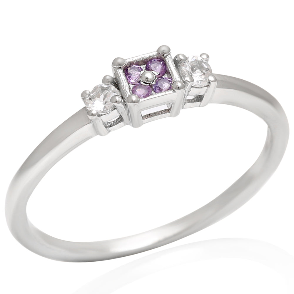 Silberring mit brasilianischem Amethyst und weißem Topas