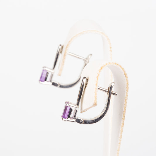 Silberohrringe mit brasilianischem Amethyst