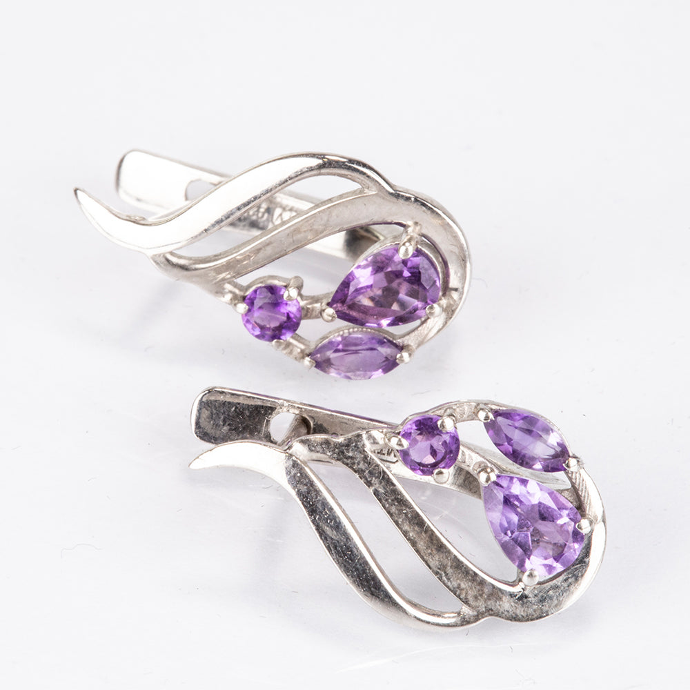 Silberohrringe mit brasilianischem Amethyst